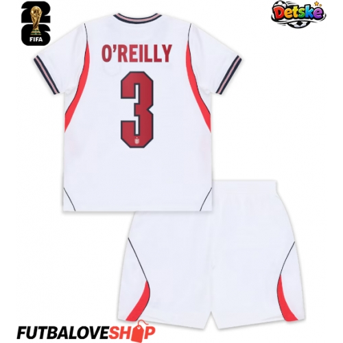 Dres Anglicko Nico O'Reilly #3 Domáci pre deti MS 2026 Krátky Rukáv (+ trenírky)